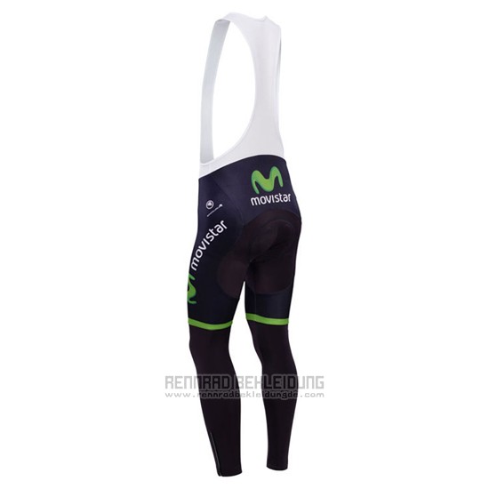 2014 Fahrradbekleidung Movistar Shwarz Trikot Langarm und Tragerhose